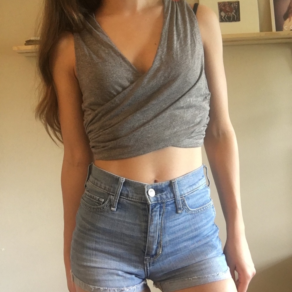 Grey wrap crop top